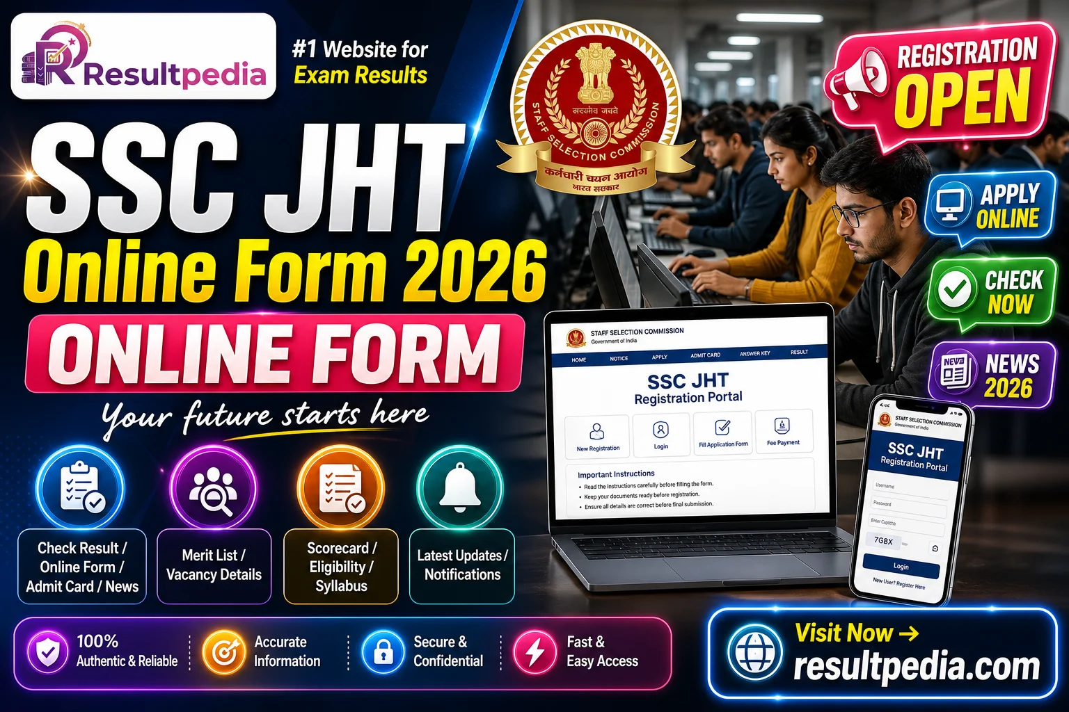 SSC JHT Online Form 2026  — Resultpedia banner