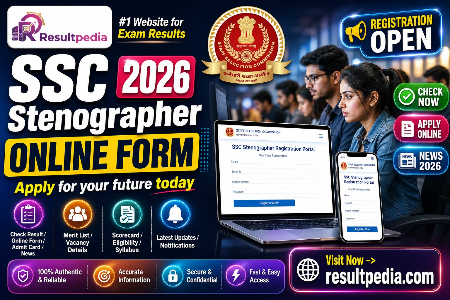SSC Stenographer Online Form 2026  — Resultpedia banner
