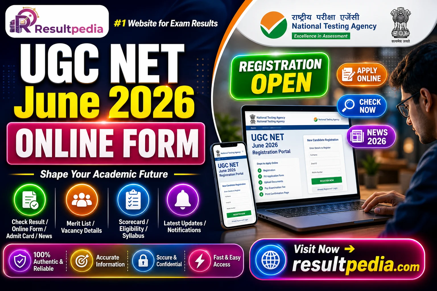 UGC NET June 2026 Online Form — Apply by 20 May at ugcnet.nta.ac.in for JRF + Asst Professor + PhD