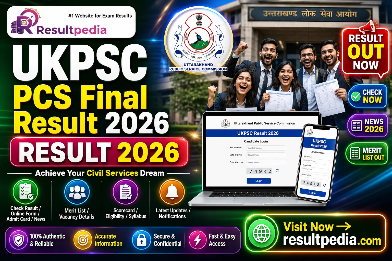 UKPSC PCS Final Result 2026 — Uttarakhand Combined State Civil Services Merit List Out — Resultpedia banner