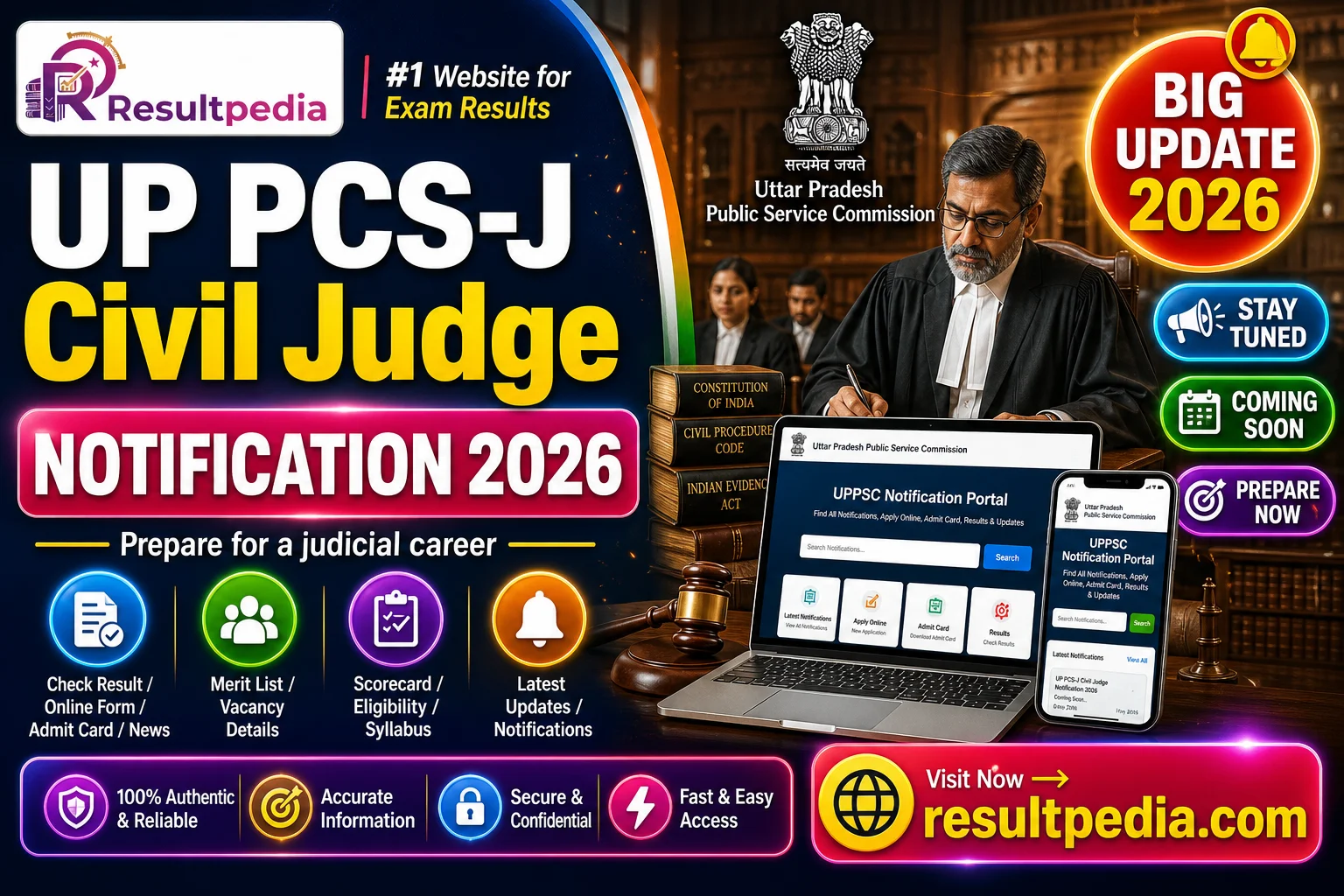 UP PCS-J Civil Judge Notification 2026 (Awaited) — Resultpedia banner