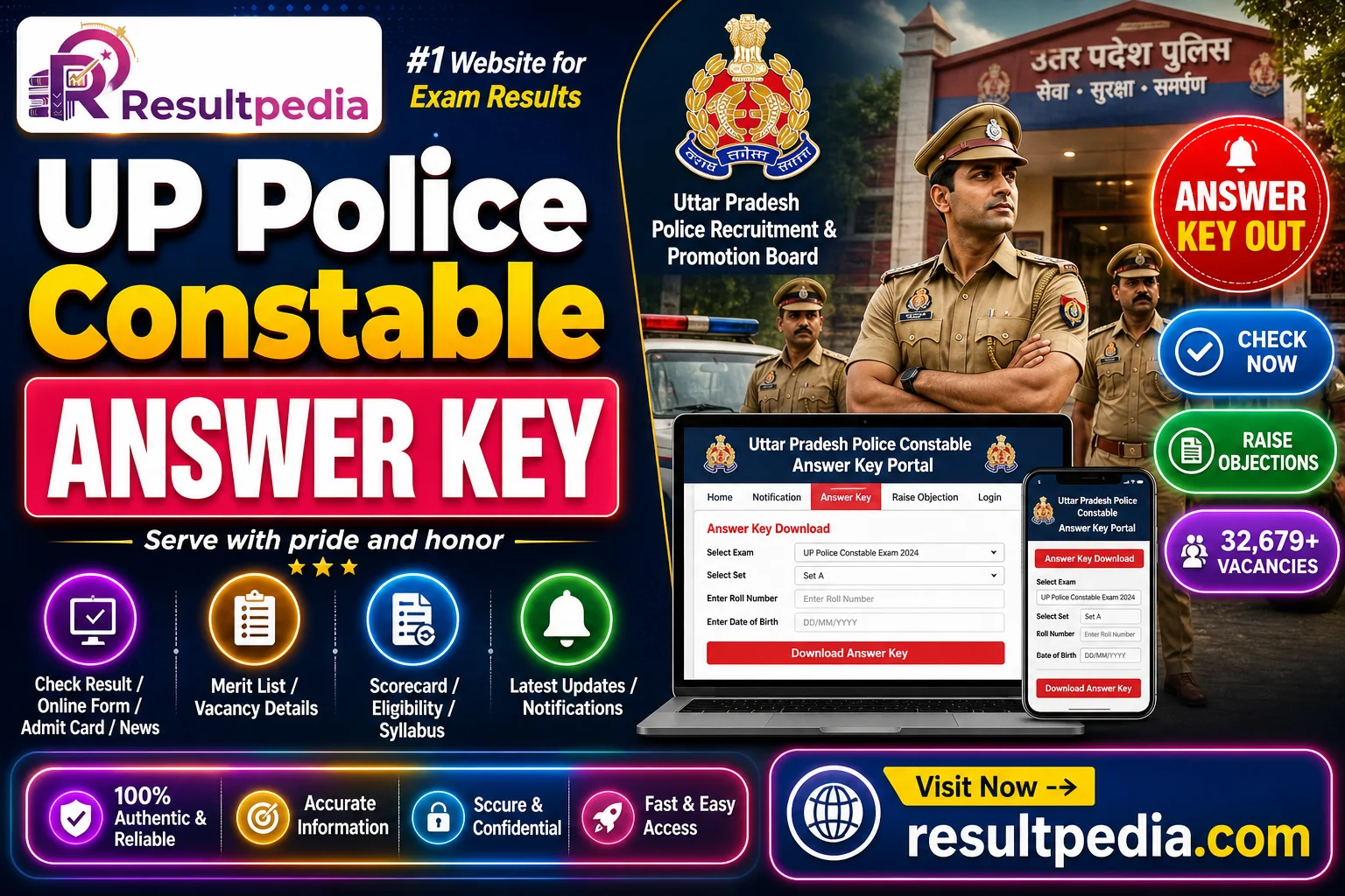 UP Police Constable Answer Key 2026 — Out at uppbpb.gov.in, Raise Objections by 23 June — Resultpedia banner