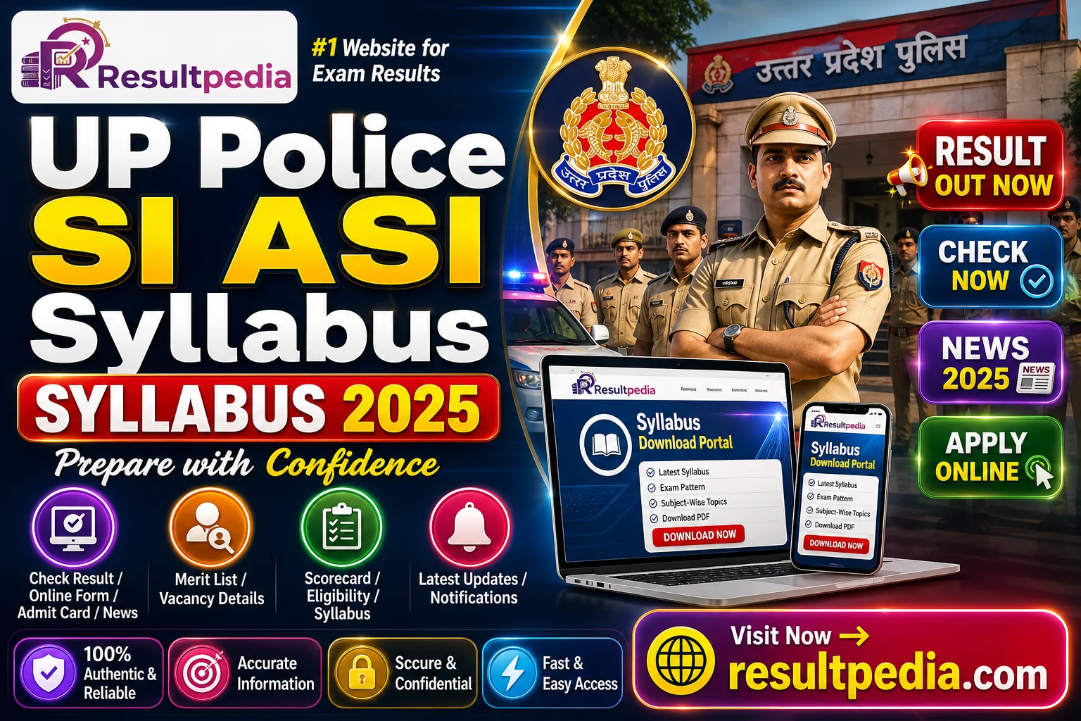 UP Police SI ASI Syllabus Exam Pattern 2025 — Direct Link Active — Resultpedia banner