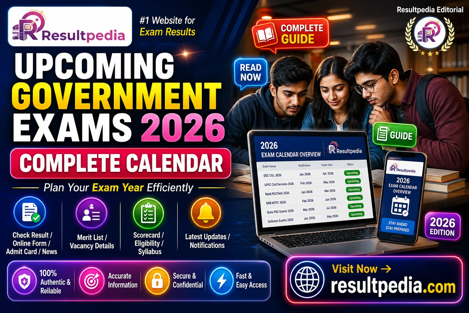 Upcoming Government Exams 2026: Complete Calendar by Sector — Resultpedia banner