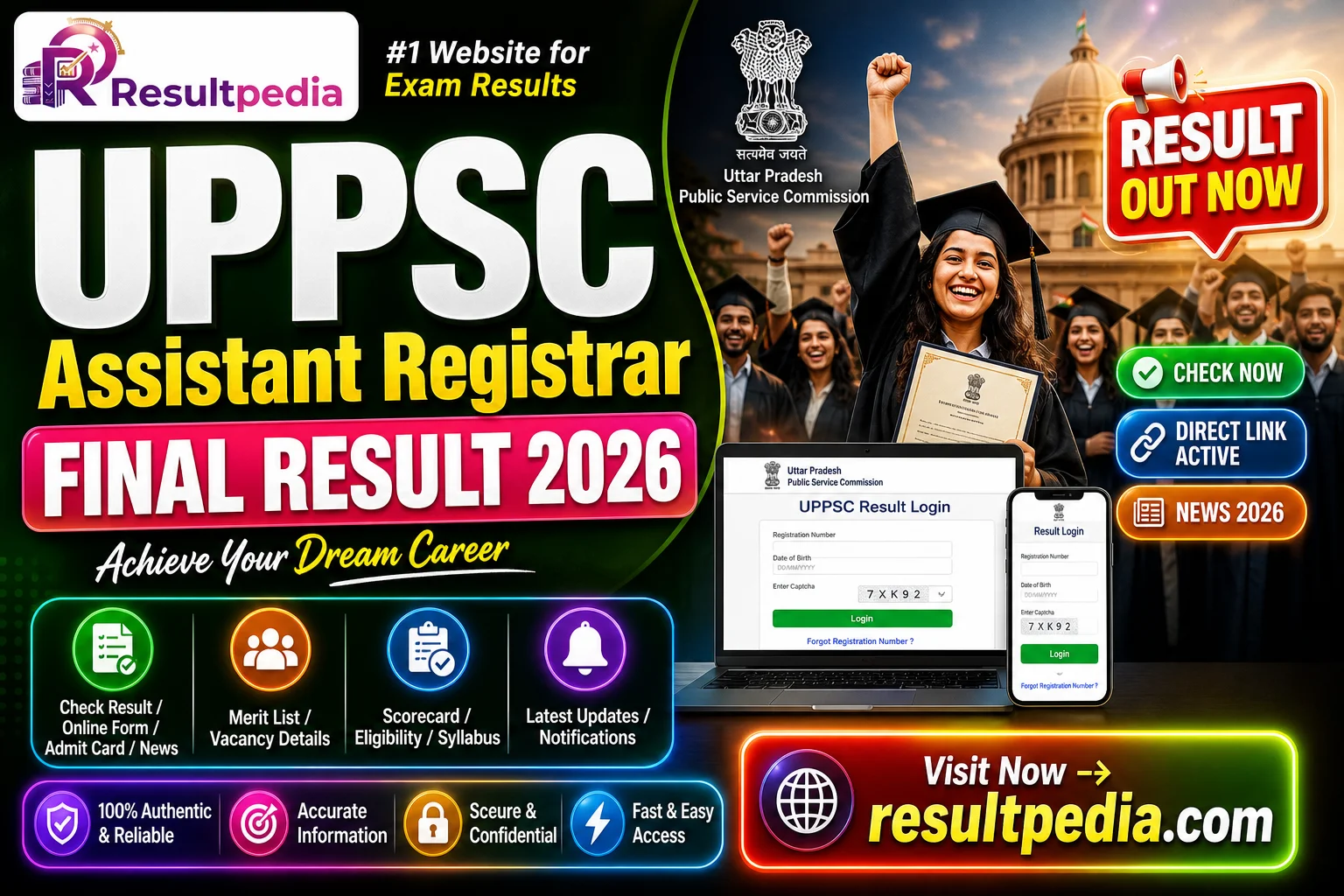 UPPSC Assistant Registrar Final Result 2026 — Direct Link Active — Resultpedia banner