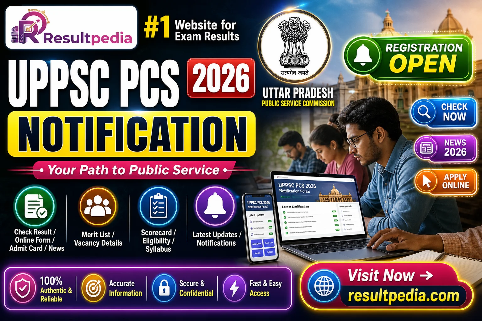 UPPSC PCS 2026 — Notification, Vacancy & Prelims Exam Date (6 December) — Resultpedia banner
