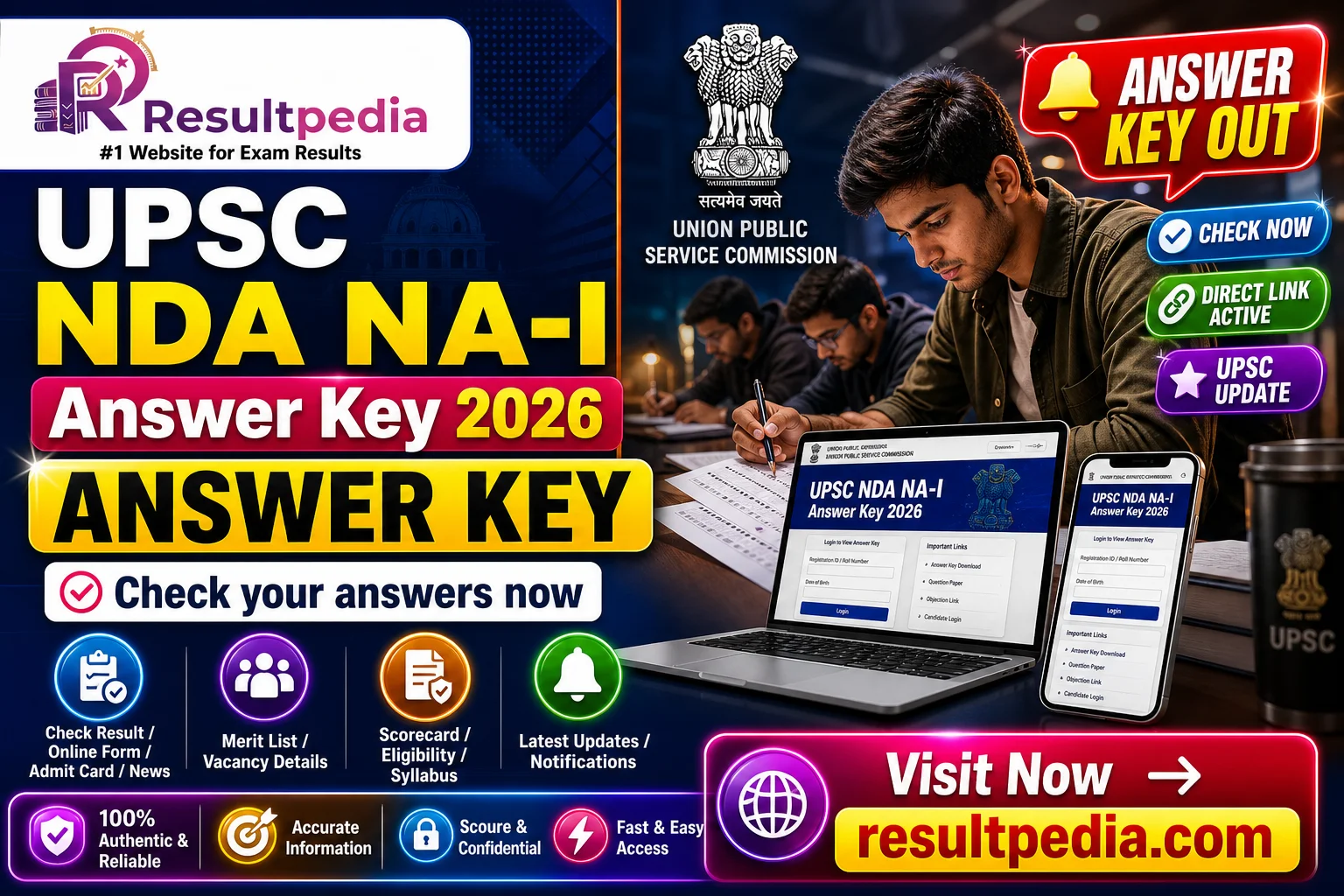 UPSC NDA NA-I Answer Key 2026 — Direct Link Active — Resultpedia banner