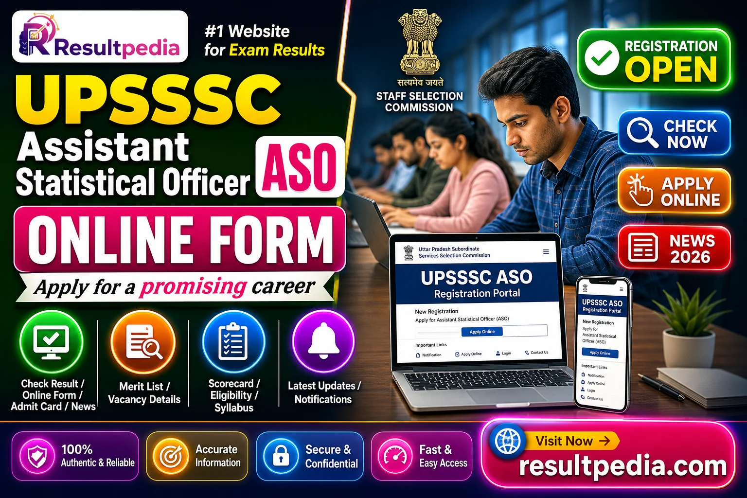 UPSSSC Assistant Statistical Officer ASO Online Form 2026  — Resultpedia banner
