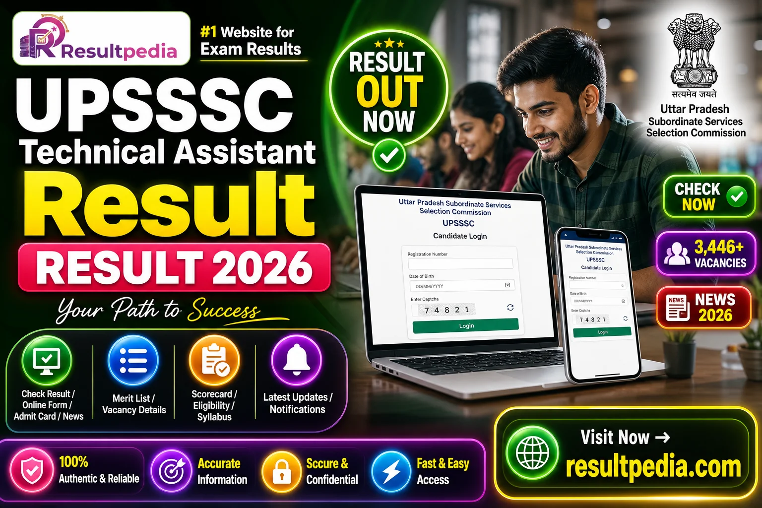 UPSSSC Technical Assistant Group C Result 2026 — 3,446 Posts (07/2024) — Resultpedia banner