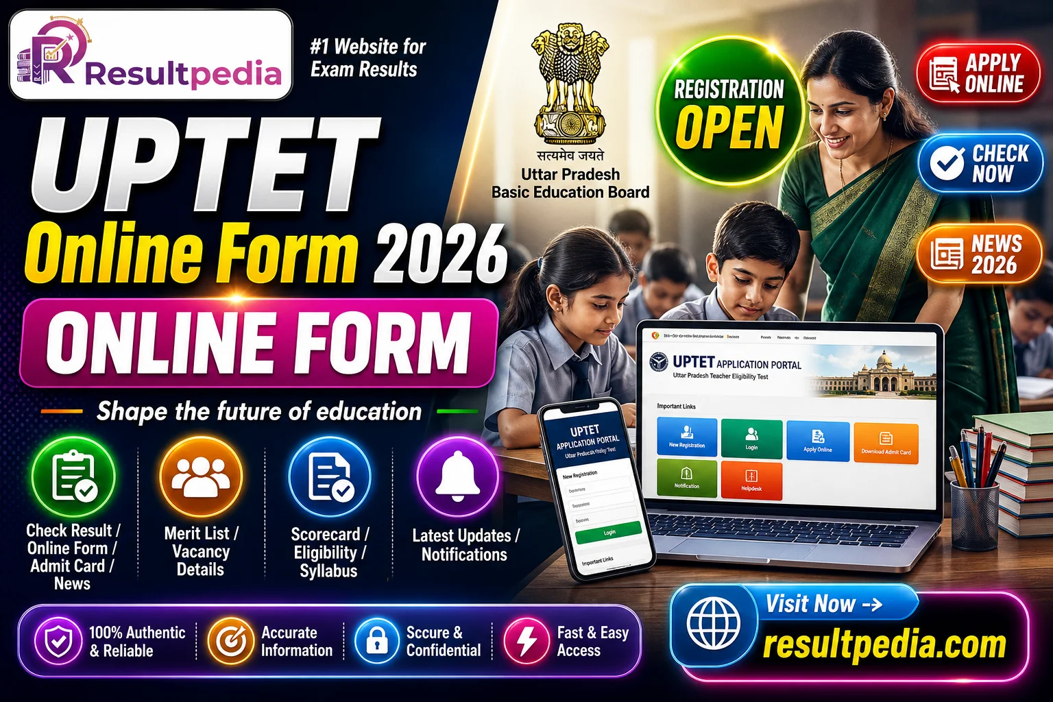 UPTET Online Form 2026  — Resultpedia banner