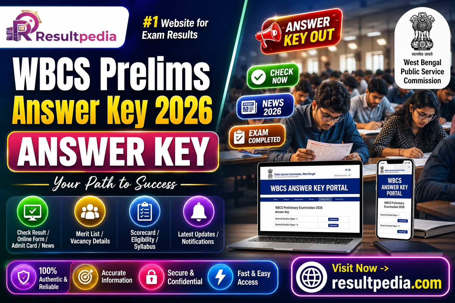 WBCS Prelims Answer Key 2026 — WBPSC Exam Held 14 June, Key Awaited — Resultpedia banner
