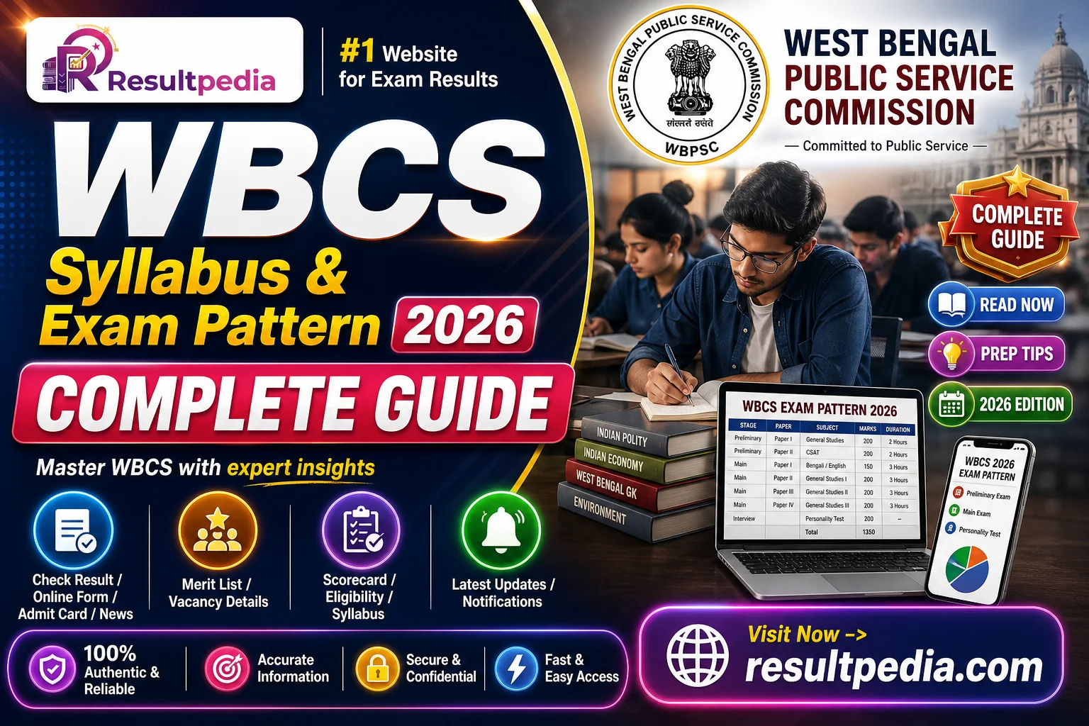WBCS Syllabus & Exam Pattern 2026: Prelims, Mains & Optional Subjects — Resultpedia banner