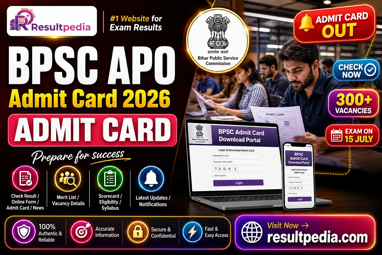 BPSC APO Admit Card 2026 — Assistant Prosecution Officer Prelims on 15 July — Resultpedia banner