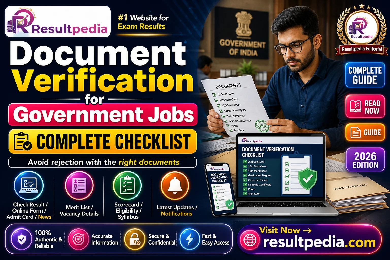 Document Verification (DV) for Government Jobs: The Complete Checklist of Originals — Resultpedia banner