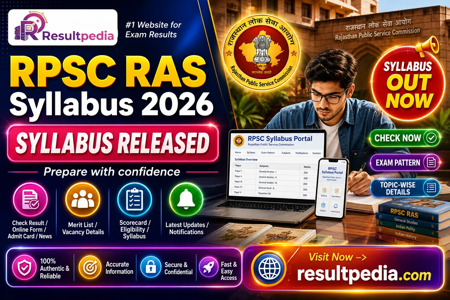 RPSC RAS Syllabus 2026 — Prelims and Mains Pattern, Topic-Wise — Resultpedia banner